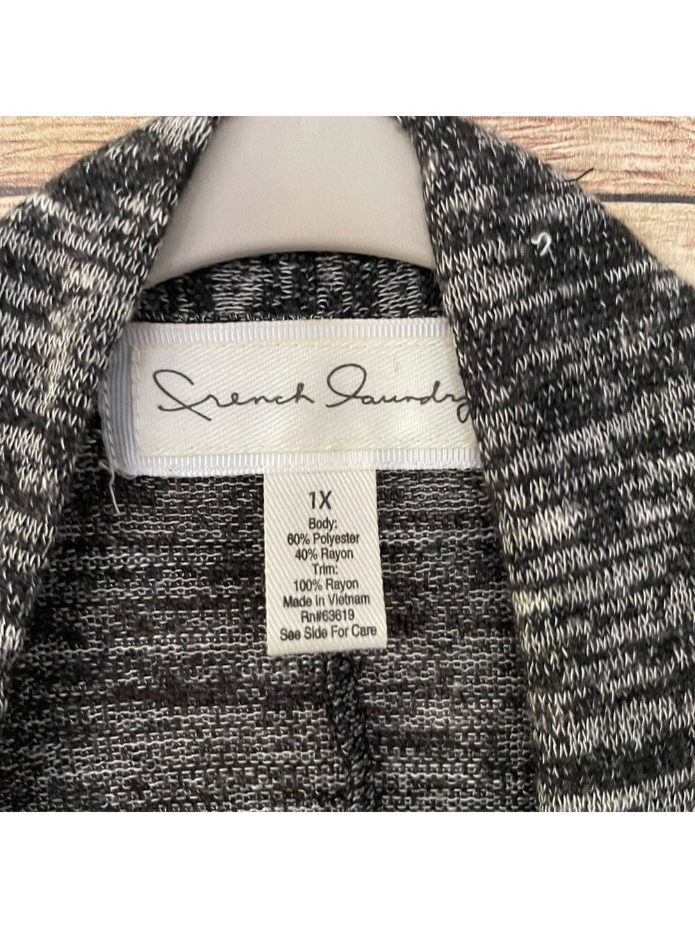 French Laundry Women’s Black And Gray Fringe Cardigan Sweater Plus Size: 1X - Picture 6 of 10